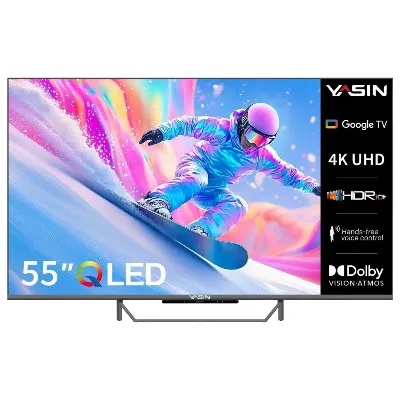 YASIN LED TV 55Q90 55" 4K UHD 3860×2160, Android 11 + GoogleTV 450 cd/m2 1000000:1 6ms 178/178 WiFi