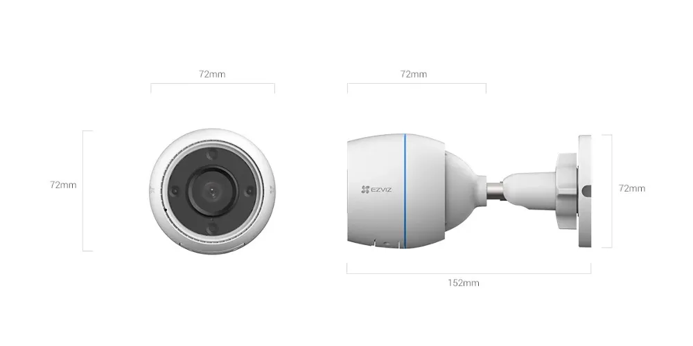 IP camera EZVIZ Н3с (2.8mm) цилиндр, уличная 4MP,LED 30M,WiFi,MIC/SP,microSD CS-H3c-R100-1J4WKFL