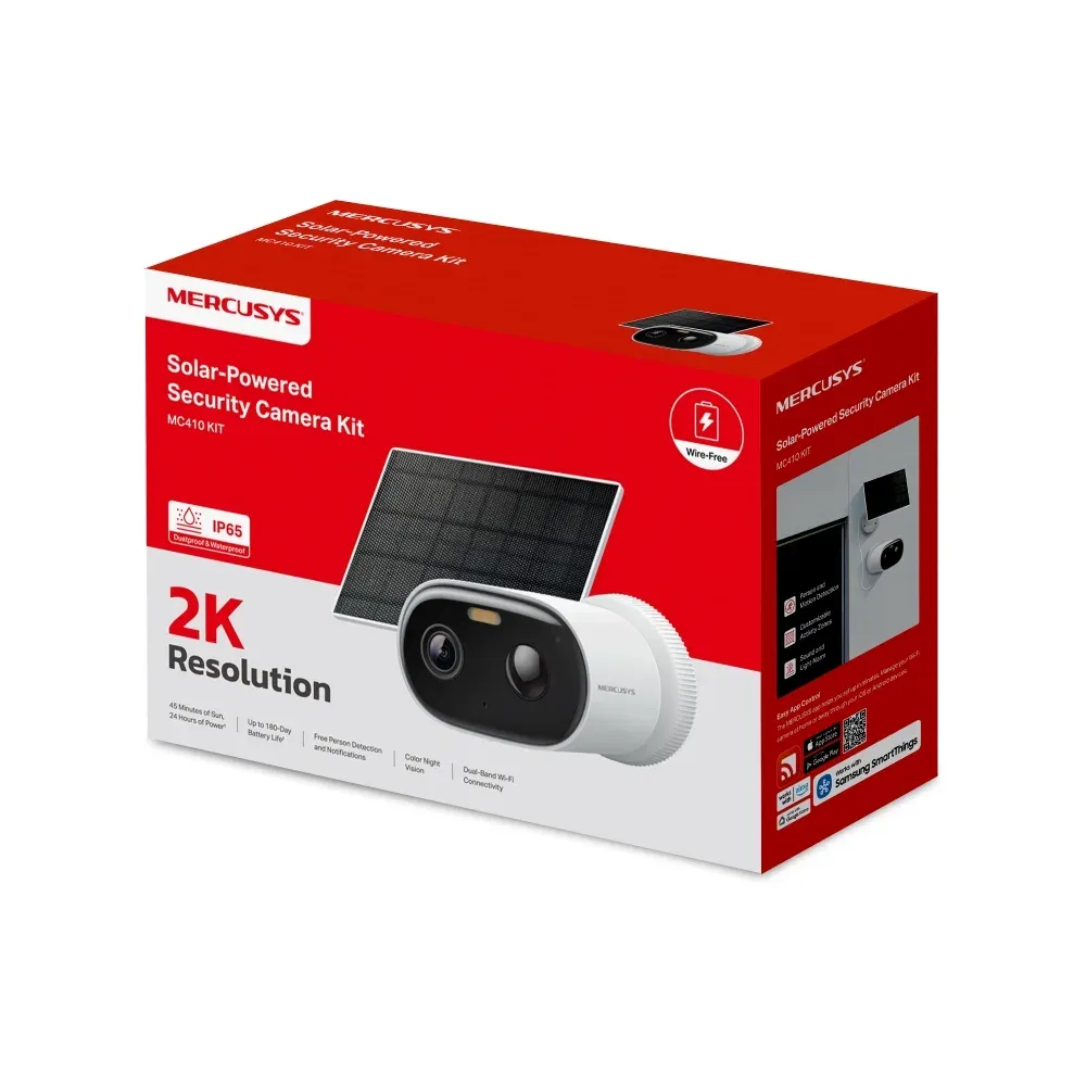 IP camera MERCUSYS MC410 KIT  (3.1mm) цилиндр, уличн 3MP,IR/LED 10M,WIFI,MIC,microSD солн.панель