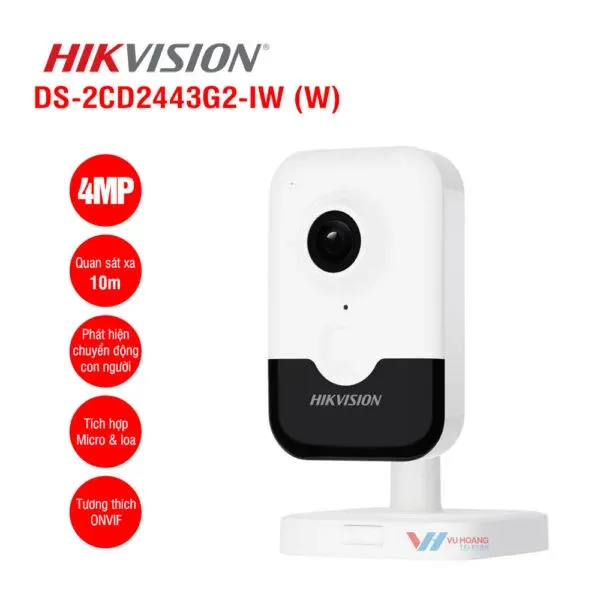 IP camera HIKVISION DS-2CD2443G2-IW (W)(O-STD)(2.8mm) кубическая 4MP,IR 10M,WIFI,microSD,MIC/SP