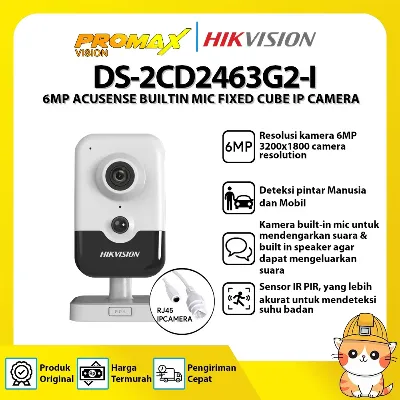 IP camera HIKVISION DS-2CD2463G2-I(2.8mm) (O-STD)кубическая 6MP,IR 10M,PoE,microSD,MIC/SP,PIR