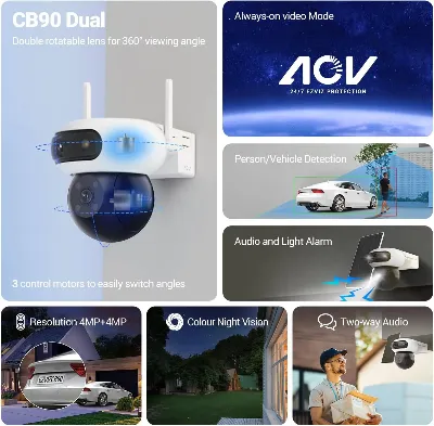 IP camera EZVIZ CS-CB90x 4G уличн поворотн 4+4MP,IR/LED 15M,mSD,MIC/SP,10400mAh CS-CB90x/SP-R100