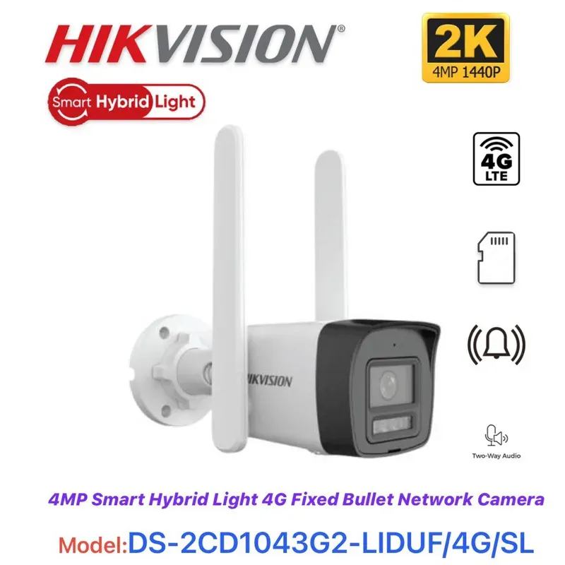 IP camera HIKVISION DS-2CD1043G2-LIDUF/4G/SL(2.8mm)(O-STD) цилин,улич 4MP,IR/L 30M,4G,MIC/SP,microSD