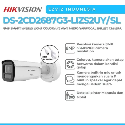 IP camera HIKVISION DS-2CD2687G3-LIZS2UY/SL(2.8-12mm)цилиндр,уличн 8MP,IR/LED 60M,MicroSD Mic
