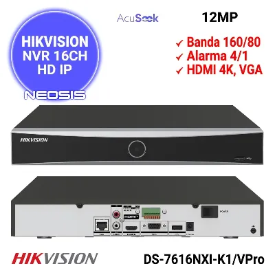 NVR HIKVISION DS-7616NXI-K1/Vpro (160mbps,8 IP,4ch/12 MP,6ch/8MP,1HDD upto 16TB,H.265)