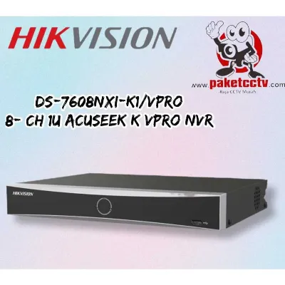NVR HIKVISION DS-7608NXI-K1/VPro (80mbps,8 IP,4ch/12 MP,6ch/8MP,1HDD upto 16TB,H.265)