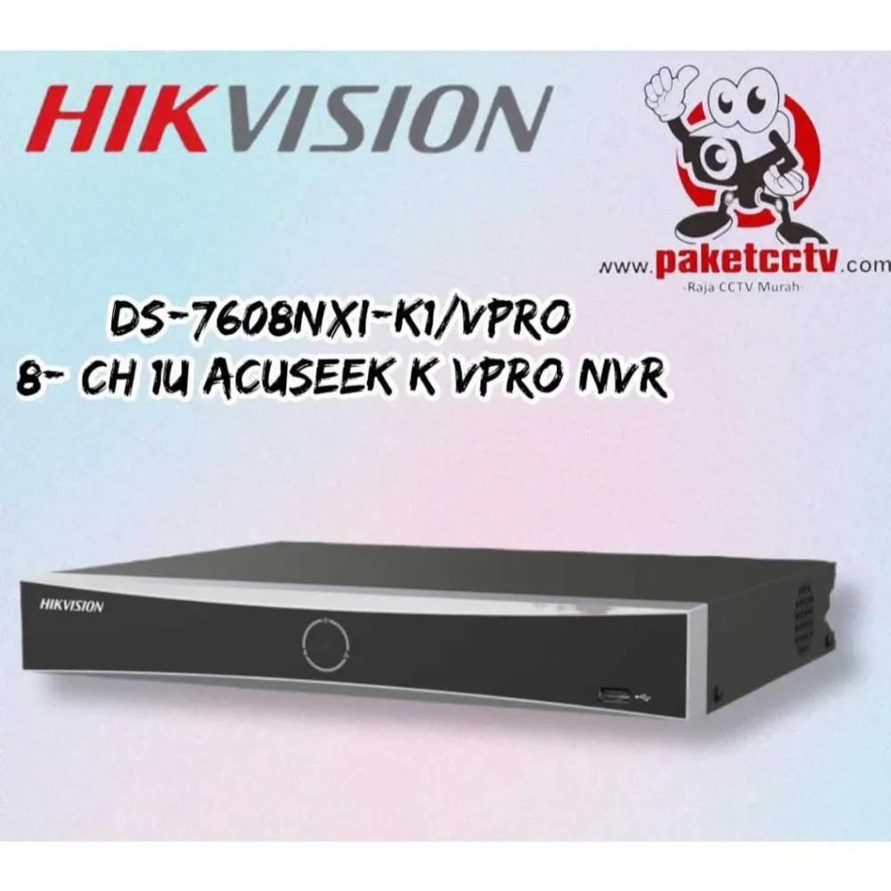 NVR HIKVISION DS-7608NXI-K1/VPro (80mbps,8 IP,4ch/12 MP,6ch/8MP,1HDD upto 16TB,H.265)