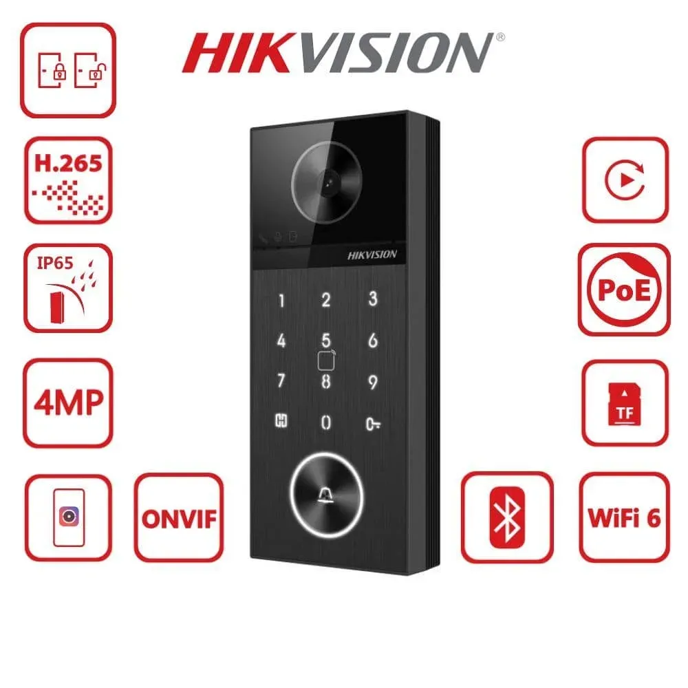 IP вызывная панель HIKVISION DS-KV6124-WBE1(STD) 4MP,WiFi,Mifare,Bluetooth,PoE,IP65