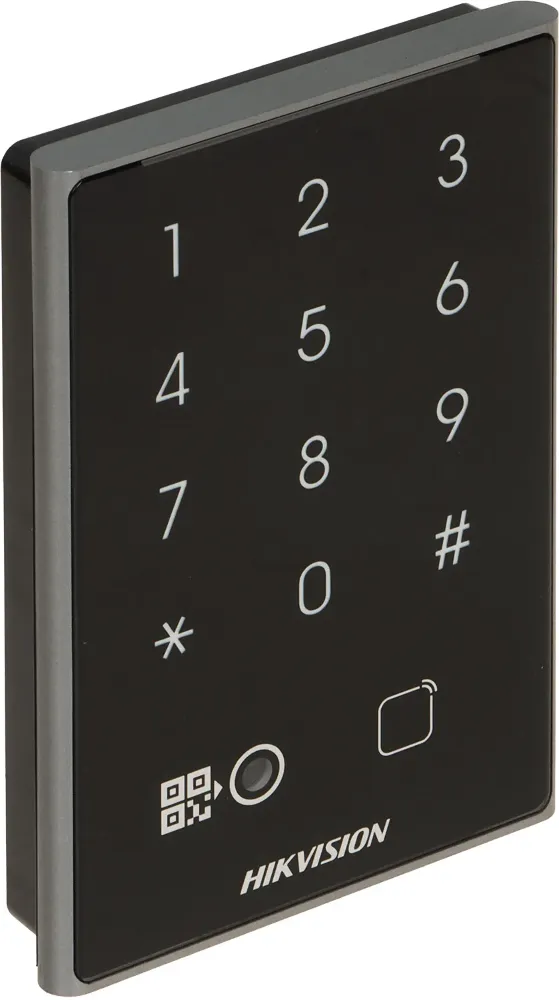 Считыватель с сенсорной клавиатурой HIKVISION DS-K1109DKB-QR(O-STD)Mifare,Bluetooth,QR-code,IP65