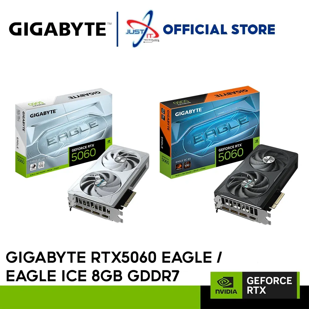 GEFORCE RTX5060 OC 8GB GDDR7 128bit 2550Mhz 3xDP HDMI GIGABYTE GV-N5060EAGLEOC ICE-8GD